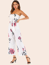 Load image into Gallery viewer, Floral Print Belted Tube Jumpsuit