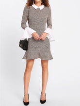 Load image into Gallery viewer, Flounce Sleeve Pephem 2 In 1 Tweed Dress