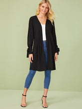 Load image into Gallery viewer, Open Front Knot Sleeve Solid Coat