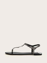 Load image into Gallery viewer, Snakeskin Toe Post Ankle Strap Sandals