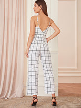 Load image into Gallery viewer, Grid Print Belted Cami Jumpsuit