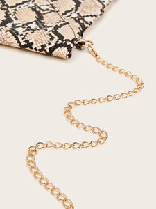 Twist Lock Snakeskin Print Chain Bag