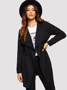 Waterfall Collar Drawstring Waist Coat