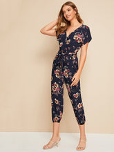 Load image into Gallery viewer, Self Belted Slant Pocket Floral Print Jumpsuit