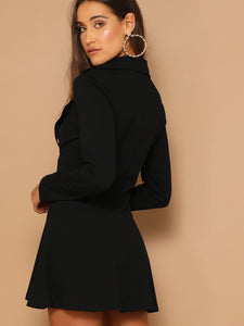 Double Breasted Zip Front Blazer Dress