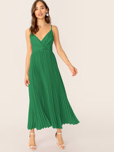 Load image into Gallery viewer, Surplice Neck Pleated Cami Dress