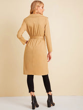 Load image into Gallery viewer, Solid Notched Neck Belted Trench Coat