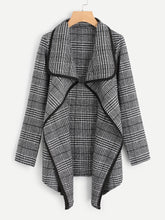 Load image into Gallery viewer, Plaid Waterfall Neck Jacket