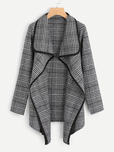 Plaid Waterfall Neck Jacket