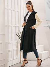 Load image into Gallery viewer, Contrast Panel Single-breasted Belted Trench Coat