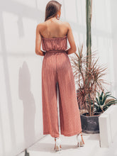 Load image into Gallery viewer, Simplee Striped Belted Wide Leg Tube Jumpsuit