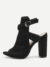 Load image into Gallery viewer, Plain Buckle Decorated Chunky Heels