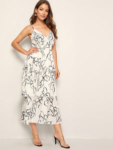 Abstract Print Tiered Layer Cami Dress