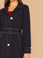 Load image into Gallery viewer, Notch Collar Contrast Stitch Belted Coat