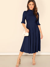 Load image into Gallery viewer, Bell Sleeve Ribbed Knit Midi Dress