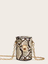 Load image into Gallery viewer, Snakeskin Print Bucket Bag With Chain Strap