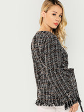 Load image into Gallery viewer, Raw Hem Belted Tweed Coat