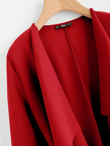 Waterfall Collar Pocket Front Wrap Coat