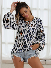 Load image into Gallery viewer, Bishop Sleeve Knot Front Leopard Blouse