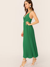 Load image into Gallery viewer, Surplice Neck Pleated Cami Dress