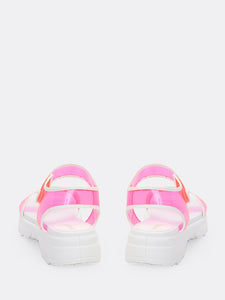 Open Toe Iridescent Chunky Platform Sole Sandals