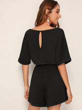 Load image into Gallery viewer, Solid Cuffed Self Belted Romper