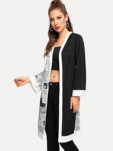 Letter Print Panel Outerwear