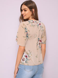 Floral Print Zip Back Top