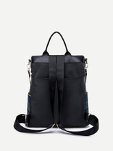 Load image into Gallery viewer, Plaid Detail Zipper Backpack