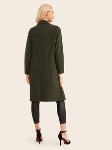 Waterfall Collar Dual Pockets Trench Coat