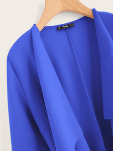 Waterfall Collar Pocket Front Wrap Coat