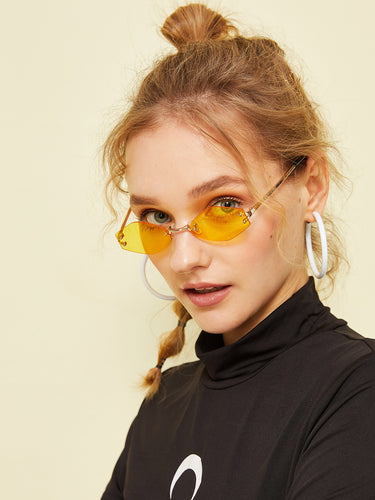 Rimless Irregular Lens Sunglasses