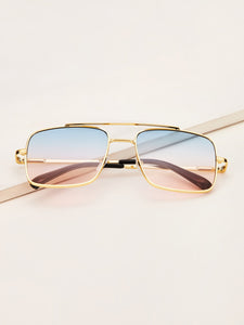 Full Rim Top Bar Ombre Lens Square Sunglasses