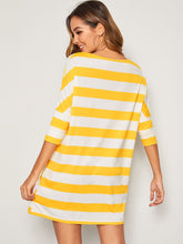 Load image into Gallery viewer, Batwing Sleeve Striped Dress