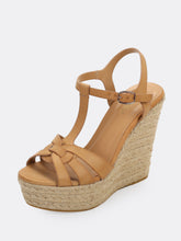 Load image into Gallery viewer, Overlap Band Ankle Strap Jute Trim Platform Wedges