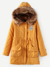 Load image into Gallery viewer, Faux Fur Drawstring Waist Parka Coat