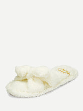 Load image into Gallery viewer, Bow Detail Faux Fur Slippers