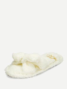 Bow Detail Faux Fur Slippers