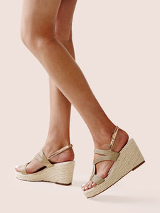 Braided Detail Slingback Espadrille Wedges