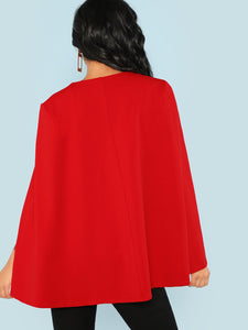 Surplice Neck Tie Waist Cape Coat