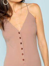 Load image into Gallery viewer, Button Front V-Neck Jumpsuit