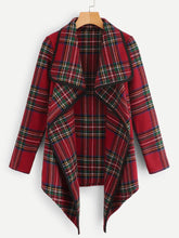 Load image into Gallery viewer, Plaid Waterfall Neck Jacket