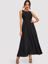 Load image into Gallery viewer, Floral Lace Top Flowy Maxi Dress