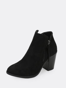 Almond Toe High Shaft Block Heel Ankle Boots