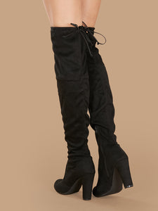 Almond Toe Stretchy Suede Over The Knee Boots