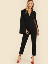 Load image into Gallery viewer, Plunging Neck Cloak Sleeve Solid Jumpsuit