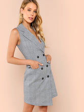 Load image into Gallery viewer, Double Breasted Glen Plaid Tank Dress