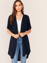 Load image into Gallery viewer, Twist Back Dip Hem Rib-knit Coat