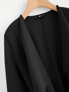 Waterfall Collar Pocket Front Wrap Coat