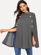 Load image into Gallery viewer, Double Button Mock Poncho Coat